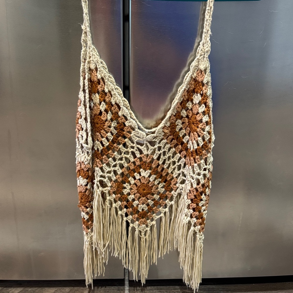 Boho Crochet Fringe Crop Top
